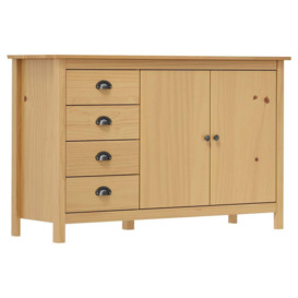 Sideboard Hill Honey Brown 130x40x80 cm Solid Pine Wood
