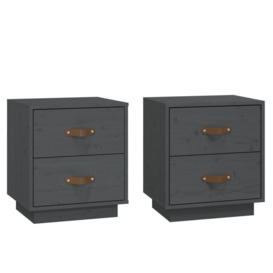 Bedside Cabinets 2 pcs Grey 40x34x45 cm Solid Wood Pine - thumbnail 2