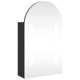 Bathroom Mirror Cabinet with LED Light Arched Black 42x13x70 cm - thumbnail 2