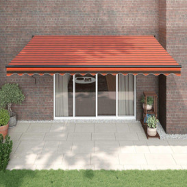 Retractable Awning Orange and Brown 4x3 m Fabric and Aluminium