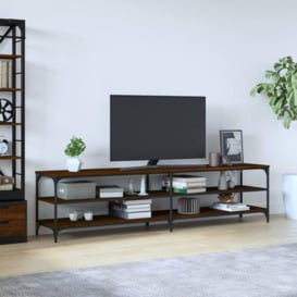 TV Cabinet Brown Oak 200x30x50 cm Engineered Wood and Metal - thumbnail 1