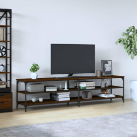 TV Cabinet Brown Oak 200x30x50 cm Engineered Wood and Metal