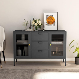Sideboard Anthracite 105x35x70 cm Steel and Tempered Glass