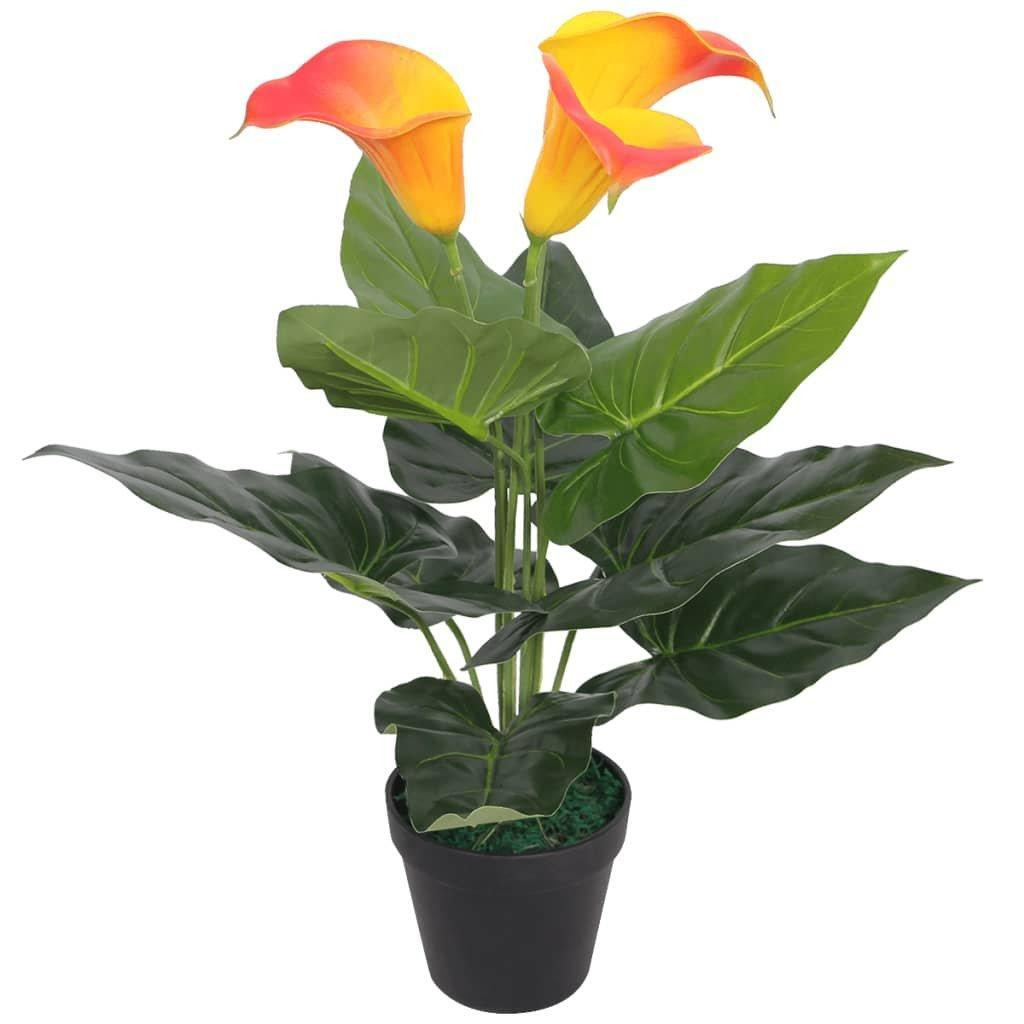 Artificial Calla Lily Plant with Pot 45 cm Red and Yellow - image 1