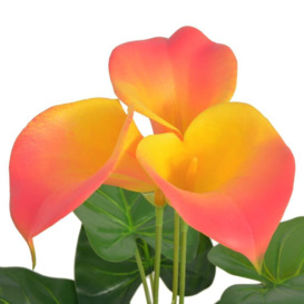 Artificial Calla Lily Plant with Pot 45 cm Red and Yellow - thumbnail 2