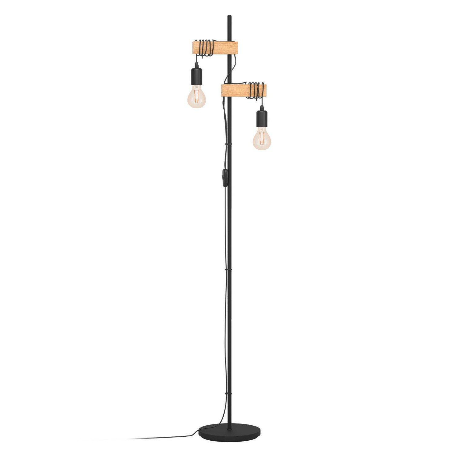 Townshend Natural Metal And Wood 2 Light Floor Lamp - image 1