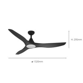 Portsea Matte Black Ceiling Fan With Integrated LEDs - thumbnail 3