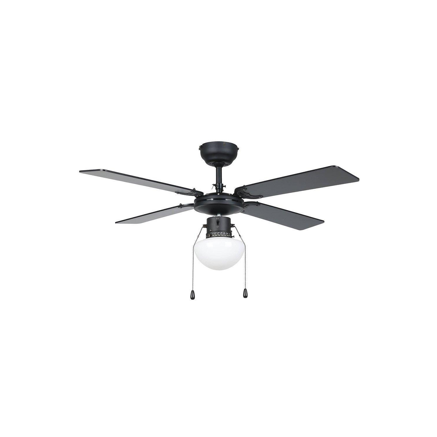 Fortaleza Matte Black And Wooden Ceiling Fan With Light - image 1