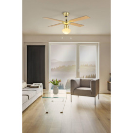 Fortaleza Bronze And Natural Wood Ceiling Fan With Light - thumbnail 3