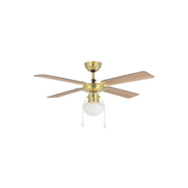 Fortaleza Bronze And Natural Wood Ceiling Fan With Light