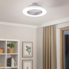 Eglo Lovisca White/Silver Ceiling Fan With Light