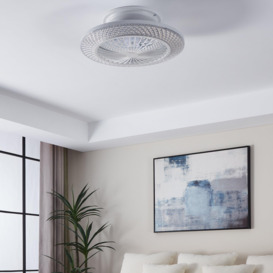 Malinska White Crystal Effect Ceiling Fan with Integrated LED - thumbnail 2