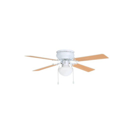Cagliari White And Wooden-effect Ceiling Fan With Light - thumbnail 2