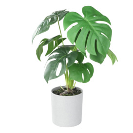 Tobetsu Artificial Swiss Cheese Plant With Grey Plastic Pot - thumbnail 3