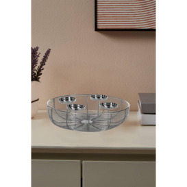Hagony 4-Piece Candleholder With Silver Wireframe Bowl - thumbnail 2