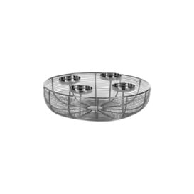 Hagony 4-Piece Candleholder With Silver Wireframe Bowl - thumbnail 1