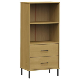Bookcase with 2 Drawers Brown 60x35x128.5 cm Solid Wood OSLO - thumbnail 2
