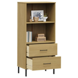 Bookcase with 2 Drawers Brown 60x35x128.5 cm Solid Wood OSLO - thumbnail 3