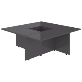 Coffee Table High Gloss Grey 79.5x79.5x30 cm Engineered Wood - thumbnail 2