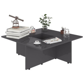Coffee Table High Gloss Grey 79.5x79.5x30 cm Engineered Wood - thumbnail 3