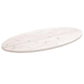 Table Top White 100x50x2.5 cm Solid Wood Pine Oval - thumbnail 1