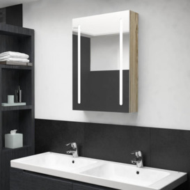 LED Bathroom Mirror Cabinet Oak 50x13x70 cm - thumbnail 1