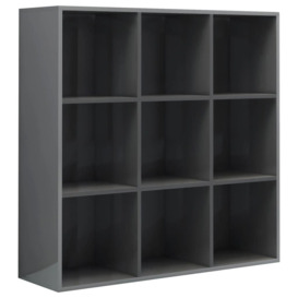Book Cabinet High Gloss Grey 98x30x98 cm Engineered Wood - thumbnail 2
