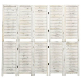 5-Panel Room Divider Antique White 178.5x166 cm Solid Wood