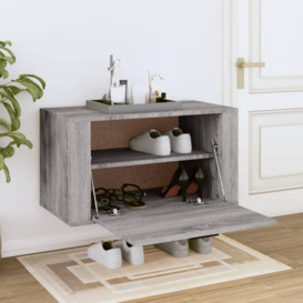 Wall-mounted Shoe Cabinet Grey Sonoma 70x35x38 cm Solid Wood Pine - thumbnail 3