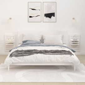 Wall-mounted Bedside Shelves 2 pcs White Solid Wood Pine - thumbnail 1