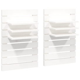 Wall-mounted Bedside Shelves 2 pcs White Solid Wood Pine - thumbnail 2