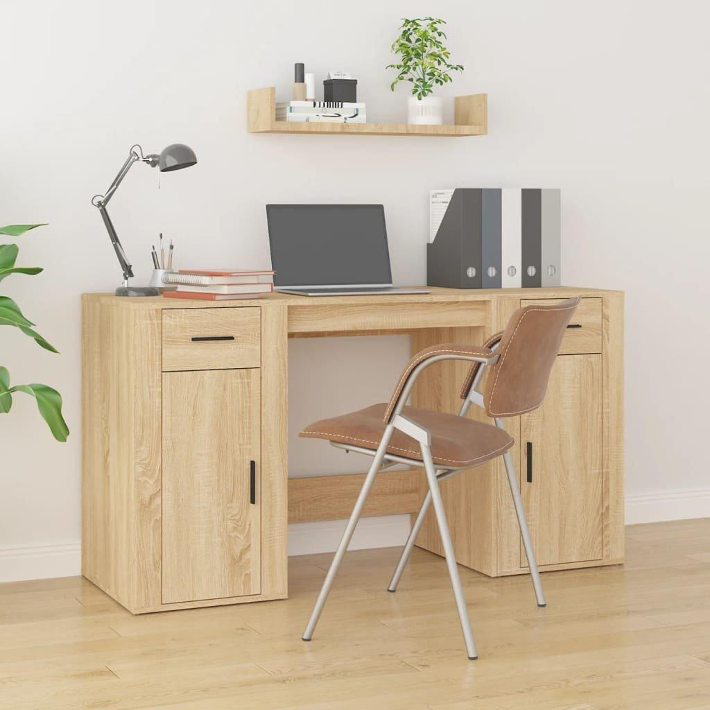 Desk with Cabinet Sonoma Oak Engineered Wood - image 1