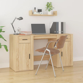 Desk with Cabinet Sonoma Oak Engineered Wood