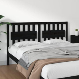 Bed Headboard Black 165.5x4x100 cm Solid Wood Pine - thumbnail 1