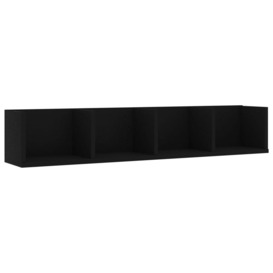 CD Wall Shelf Black 100x18x18 cm Engineered Wood - thumbnail 2