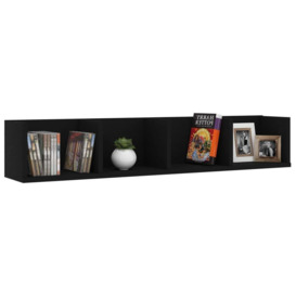 CD Wall Shelf Black 100x18x18 cm Engineered Wood - thumbnail 3