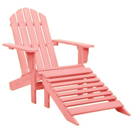 Garden Adirondack Chair with Ottoman Solid Fir Wood Pink