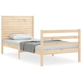 Bed Frame with Headboard Single Solid Wood - thumbnail 2