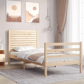 Bed Frame with Headboard Single Solid Wood - thumbnail 1