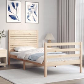 Bed Frame with Headboard Single Solid Wood - thumbnail 3