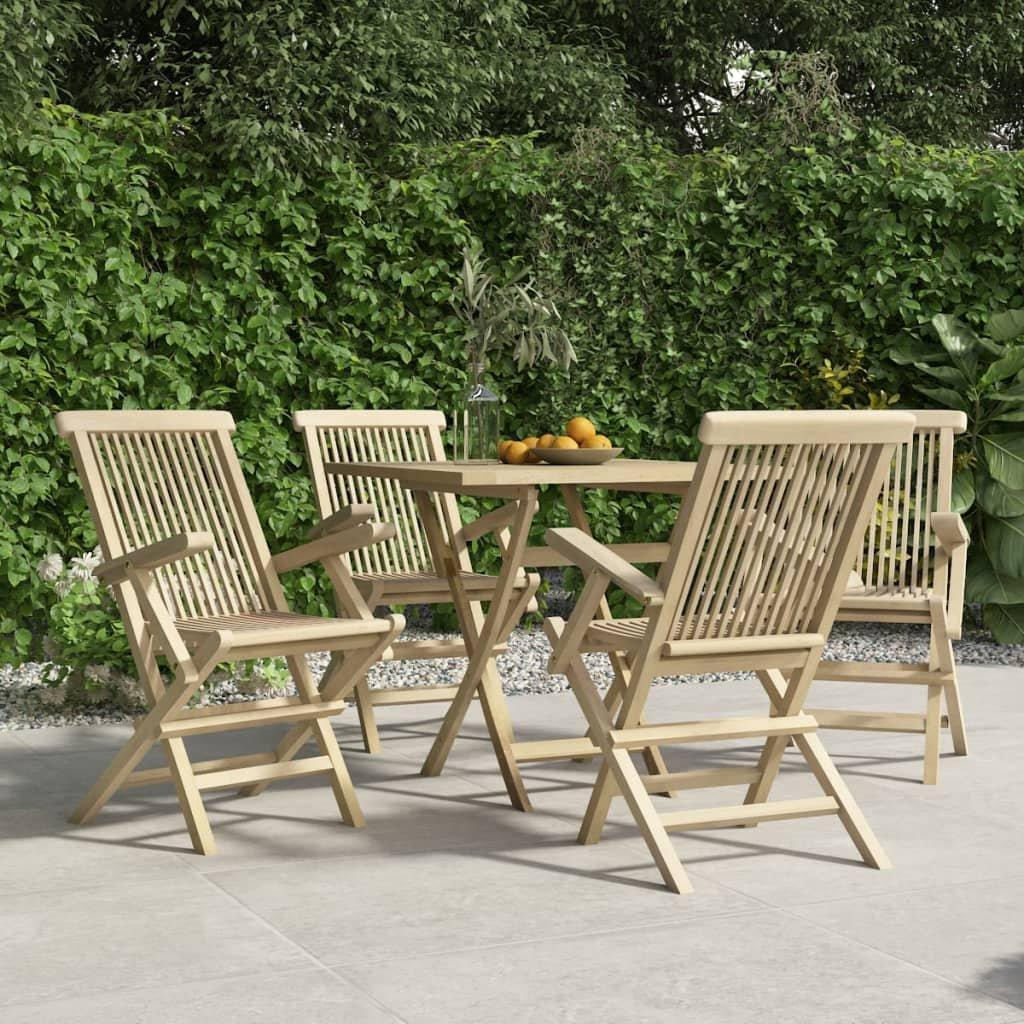 Folding Garden Chairs 4 pcs Grey 56x61x89 cm Solid Wood Teak - image 1