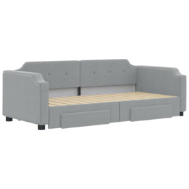 Daybed with Trundle and Drawers Light Grey 90x190 cm Fabric - thumbnail 3