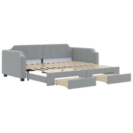Daybed with Trundle and Drawers Light Grey 90x190 cm Fabric - thumbnail 2