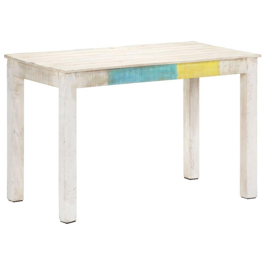 Dining Table White 120x60x76 cm Solid Mango Wood - image 1