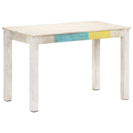 Dining Table White 120x60x76 cm Solid Mango Wood - thumbnail 1