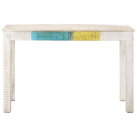 Dining Table White 120x60x76 cm Solid Mango Wood - thumbnail 2