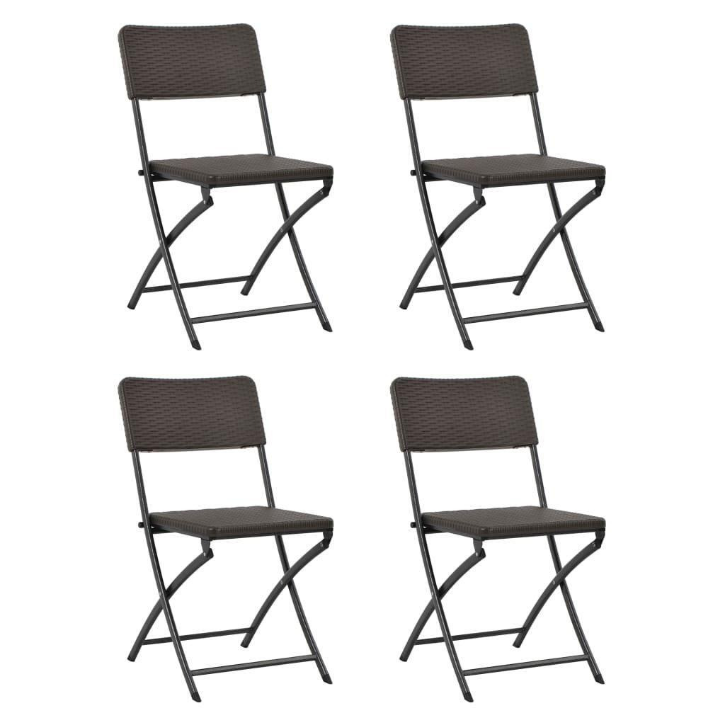 Folding Garden Chairs 4 pcs HDPE and Steel Brown - image 1