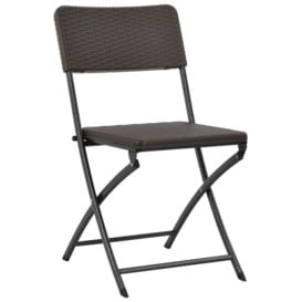 Folding Garden Chairs 4 pcs HDPE and Steel Brown - thumbnail 3