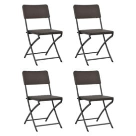 Folding Garden Chairs 4 pcs HDPE and Steel Brown - thumbnail 1