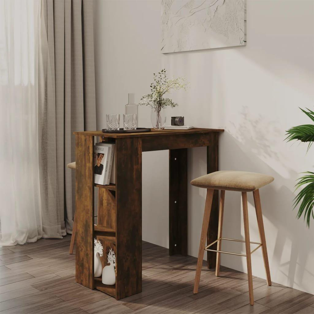 Bar Table with Shelf Smoked Oak 102x50x103.5 cm Engineered Wood - image 1